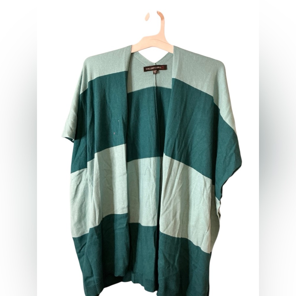 Colleen Lopez Teal and Light Green Poncho